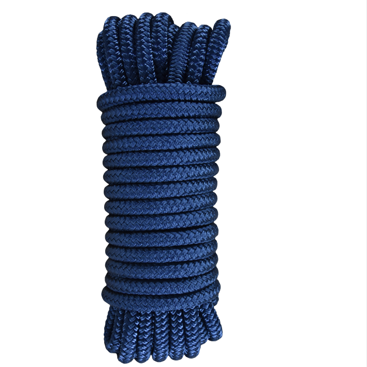 3/4*25ft navy blue double braided nylon dock rope marine rope