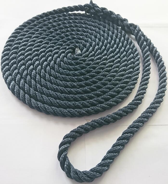3/8*10 Nylon Polyester 3 Strand Twisted Dock Line for Yachts