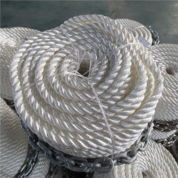 3 strand 1/2*200ft anchor line with chain mooring boat rope