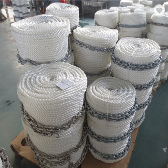 Hot sale 3 strand twisted anchor line with chain with 9/16inch*200feet for marine use
