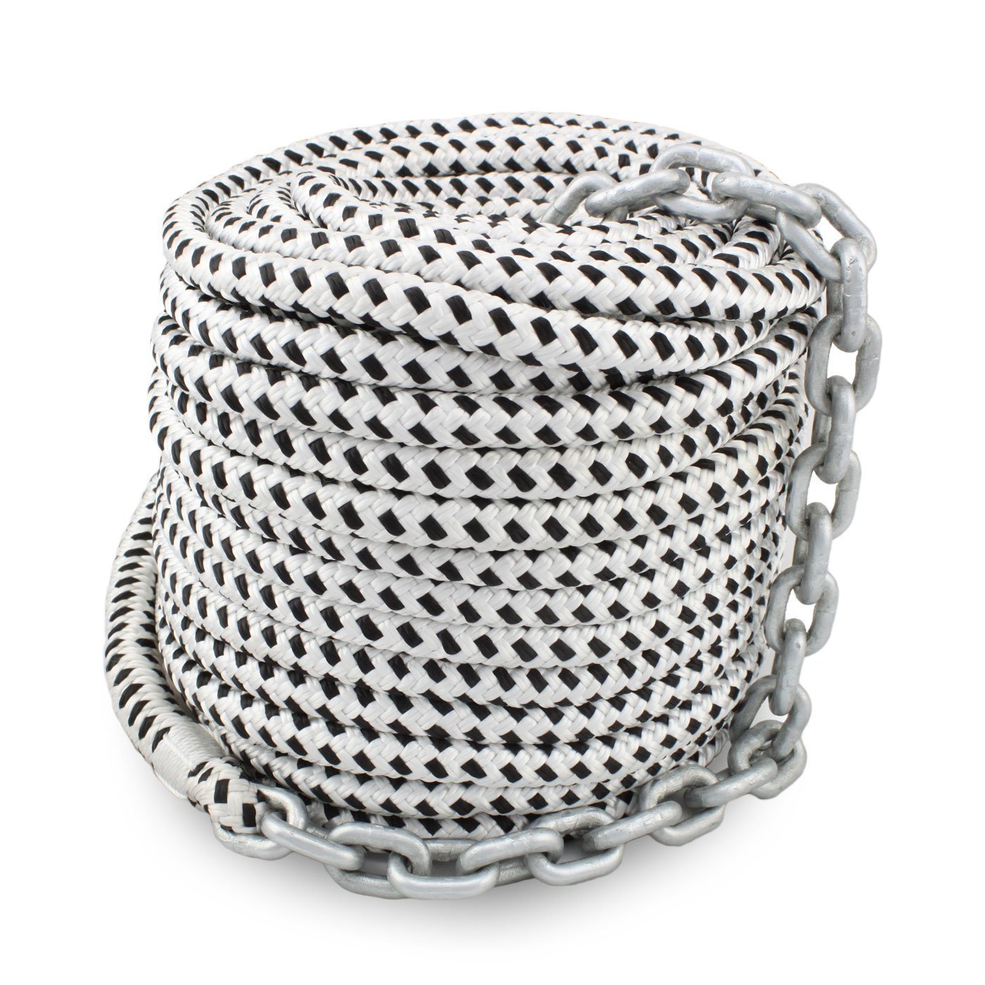High quality double braided anchor line with chain with 9/16inch* 250feet for yacht marine use
