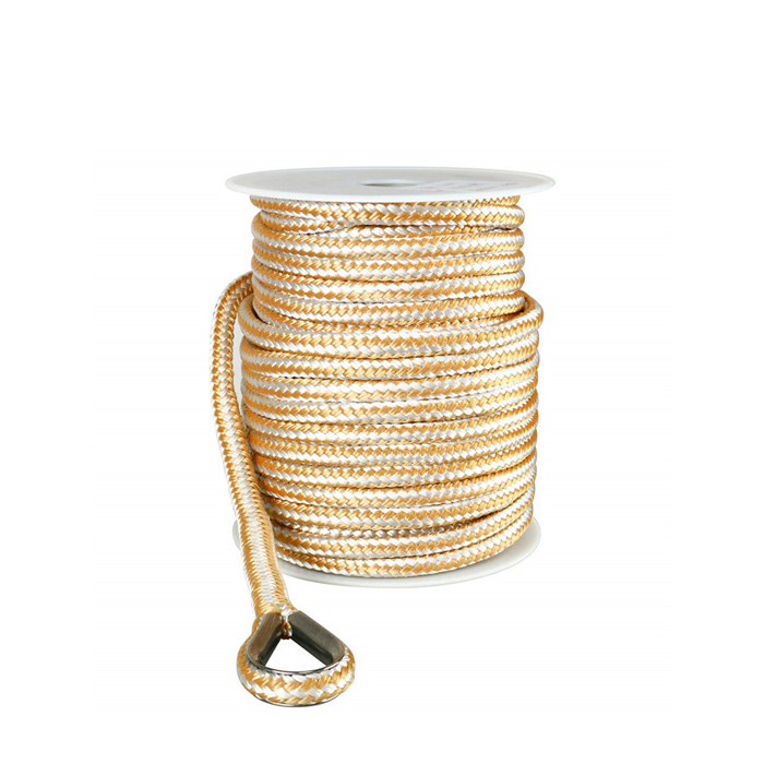 1/2*200' gold/white double braid nylon anchor rope marine rope