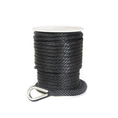 1/2*100 Black Solid Braided Polypropylene Anchor Rope