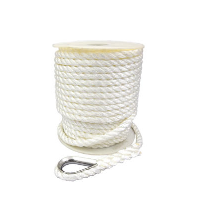 3/8*150 White Nylon 3 Strand Twisted Anchor rope  marine