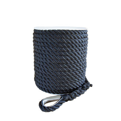 3/8*100 Black 3 strand twisted nylon anchor rope