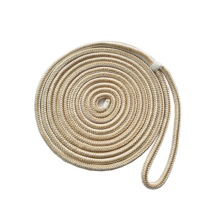 Boat Lines manufacturers - 3/8*15 Gold/White Double Braided Nylon Dock Rope  marine rope
