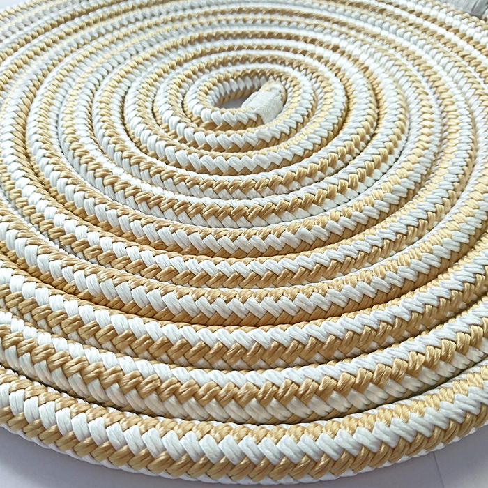 Boat Lines manufacturers - 3/8*15 Gold/White Double Braided Nylon Dock Rope  marine rope