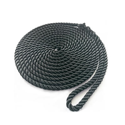 3/8*15 Black 3 Strand Twisted Polyester Dock Rope mooring rope